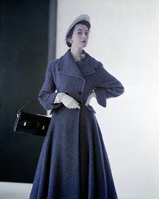 Wall Art featuring the photograph Dovima In A Blue Seymour Fox Coat by Horst P Horst