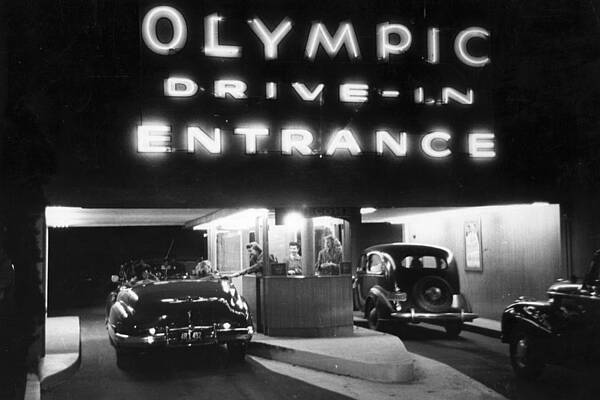 Night at the Olympic Drive-In Wall Art
