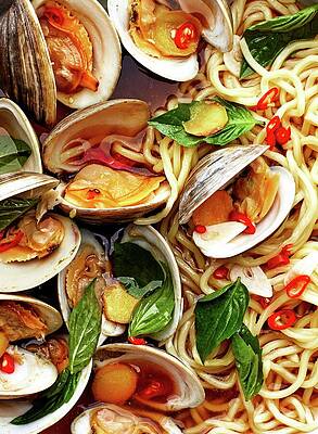 Sea Life Wall Art featuring the photograph Drunken Clams And Noodles by Emma Fishman