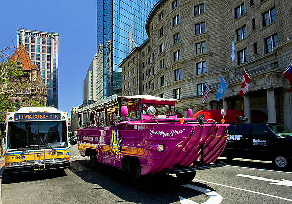 Big Wall Art featuring the digital art Duck Boat On St James Ave, Boston Ma by Claudia Uripos