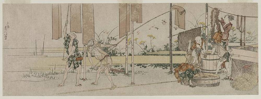 Traditional Painting - Dyers At Work by Katsushika Hokusai