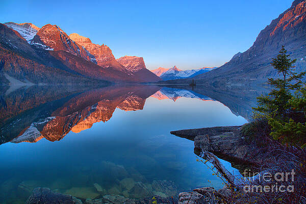 Wall Art featuring the photograph East Glacier St Mary Spring Sunrise by Adam Jewell