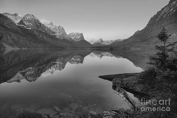 Wall Art featuring the photograph East Glacier St. Mary Spring Sunrise Black And White by Adam Jewell