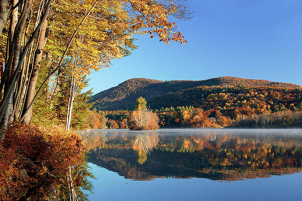 Destination Wall Art featuring the digital art Echo Lake, Indian Summer, Vermont by Heeb Photos