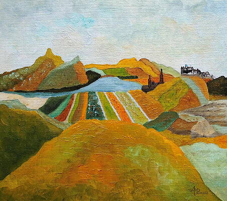 Landscape Painting - Edinburgh From Above by Angeles M Pomata