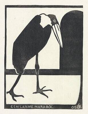 Monochrome Wall Art featuring the painting Een Lamme Maraboe by Samuel Jessurun De Mesquita