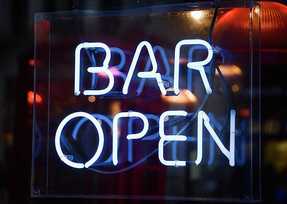 British Wall Art featuring the digital art England, London, Great Britain, Neon Sign In The Exterior Window Of A Bar In Leicester Square by Paul Panayiotou