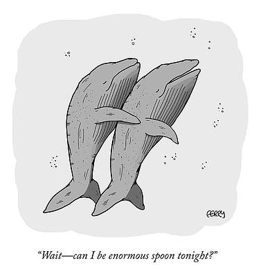 Whales Sharing a Tender Moment Drawing