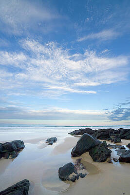 Wall Art featuring the photograph Eroded Black Rocks On Beach, Australia by Eastcott Momatiuk