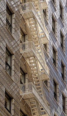 Textured Photograph - Escape Route -- Fire Escape In San Francisco, California by Darin Volpe