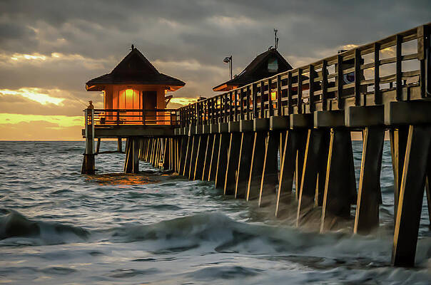 Wall Art featuring the photograph Evening On The Naples Pier by Lloyd Gillies