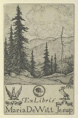 Monochrome Wall Art featuring the drawing Ex Libris Maria Dewitt Jesup by Ernest Haskell