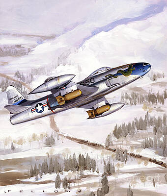 Airplane Painting - Lockheed F-80C Shooting Star by Jack Fellows