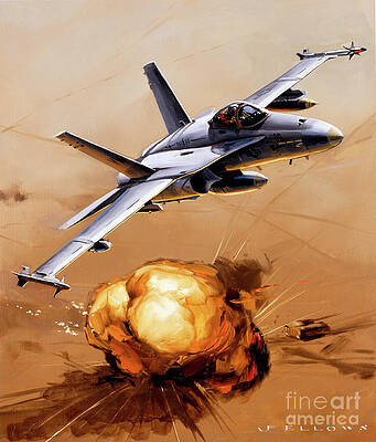 United States Wall Art featuring the painting McDonnell Douglas F/A-18 Hornet by Jack Fellows