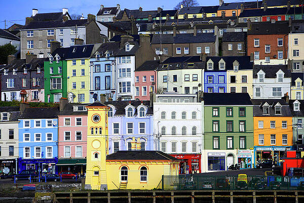 Facade Wall Art featuring the digital art Facades On Cobh Harbor, Ireland by Huw Jones