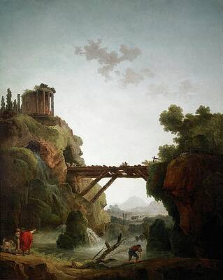 Hubert Robert Painting - Fantastic View Of Tivoli by Hubert Robert