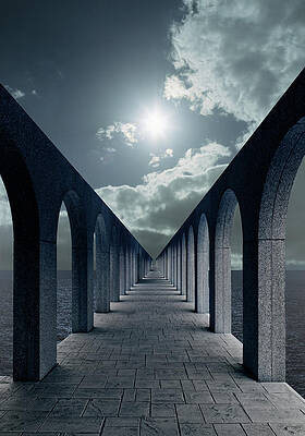 Wall Art featuring the photograph Fantasy Passageway With Arches by Ed Freeman