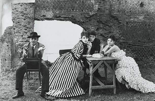 Teen Wall Art featuring the photograph Federico Fellini And Three Italian Actors by Leombruno-Bodi