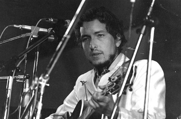 Bob Dylan Performing on Stage Wall Art