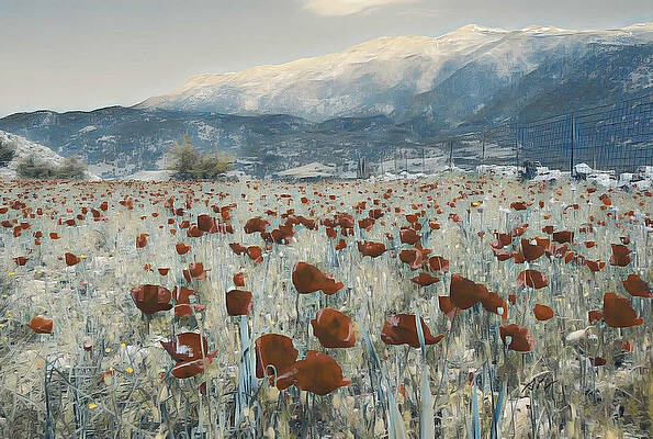 Greece Wall Art featuring the digital art Field Of Red Puppies by Antonios Valamontes