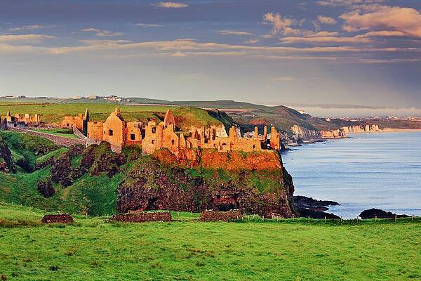 British Wall Art featuring the digital art Field With Castle Ruins by Riccardo Spila