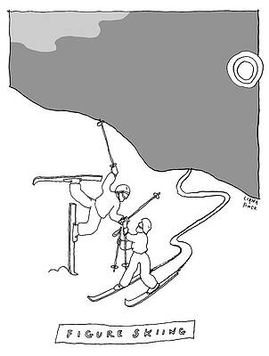 Ski Drawing - Figure Skiing by Liana Finck