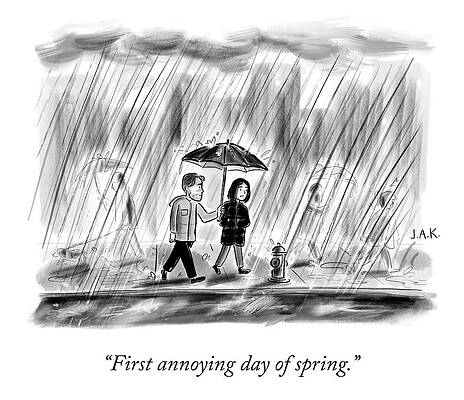 Rain Wall Art featuring the drawing First Day Of Spring by Jason Adam Katzenstein