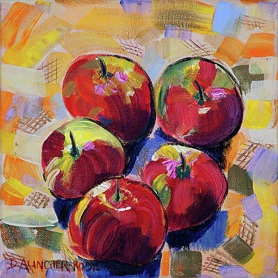 Wall Art featuring the painting Five Apples by Seeables Visual Arts