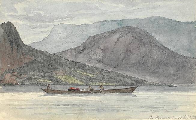 Martinus Rorbye Painting - Fjordlandskab Med Robad by Martinus Rorbye