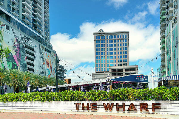 Florida Wall Art featuring the digital art Florida, Downtown Fort Lauderdale, Las Olas, The Wharf by Laura Diez