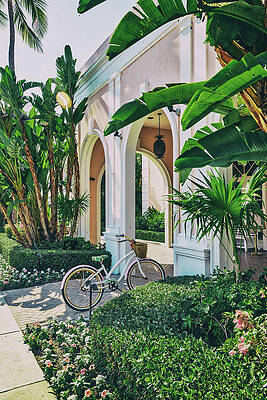 Outdoor Digital Art - Florida, Palm Beach, Bicycle By The Colony Hotel by Laura Diez
