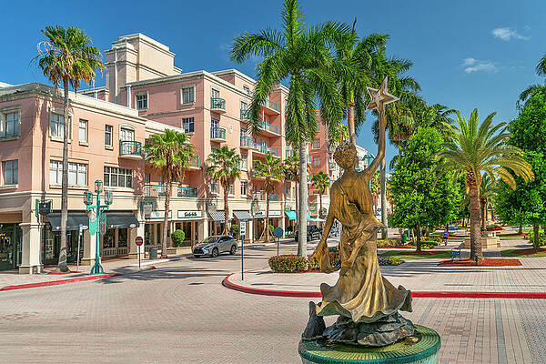 Florida Wall Art featuring the digital art Florida, South Florida, Boca Raton, Mizner Park by Laura Zeid