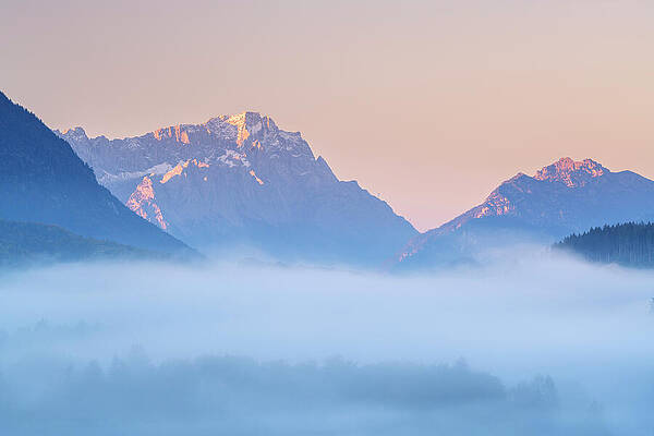 Foggy Wall Art featuring the digital art Fog In The Loisachtal In Front Of by Christian Back