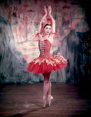 Ballerina in a Vibrant Red Costume Wall Art