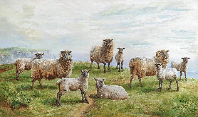 Flock Painting - Footsteps Approaching by Charles Jones