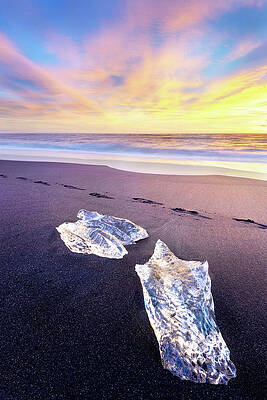 Beach Wall Art featuring the photograph Footsteps Over Ice by Monamifoto