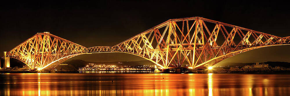 Reflection Wall Art featuring the photograph Forth Railway Bridge - Night by Grant Glendinning