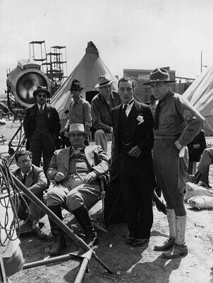 Vintage Film Crew Gathered on Set Wall Art
