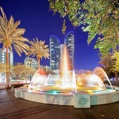 Fountain Wall Art featuring the digital art Fountain & High Rises by Pietro Canali