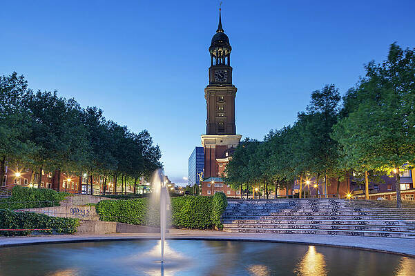 Fountain Wall Art featuring the digital art Fountain At The Church Of St. Michael by Christian Back