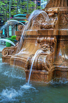 Fountain Wall Art featuring the digital art Fountain, Bryant Park, Nyc by Claudia Uripos