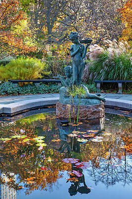 Fountain Wall Art featuring the digital art Fountain, Central Park Nyc by Lumiere