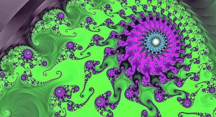 Textured Wall Art featuring the digital art Fractal Octopus Spiral Green by Don Northup