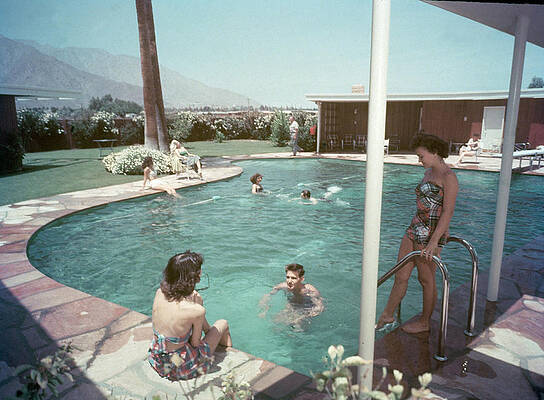 1950s Poolside Gathering Wall Art