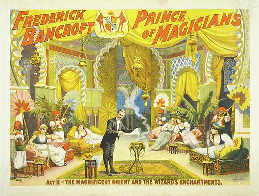 Strobridge And Co Lith Painting - Frederick Bancroft, Prince Of Magicians by Strobridge And Co. Lith.