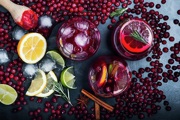 Wall Art featuring the photograph Fresh Cranberry Juice Cocktail, Ripe by Istetiana