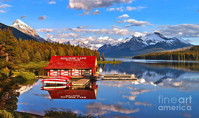 Wall Art featuring the photograph From The Shore To The Peaks At Maligne Lake by Adam Jewell