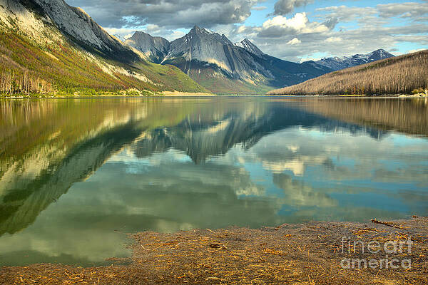 Wall Art featuring the photograph From The Shore To The Peaks At Medicine Lake by Adam Jewell
