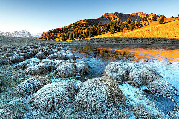 Freeze Wall Art featuring the digital art Frozen Lake In The Italian Alps by Stefano Springhetti