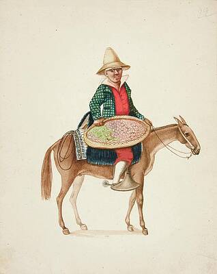 Fruit Seller on Donkey Painting
